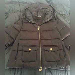 Armani Exchange Black Puffer Jacket with Gold Accents